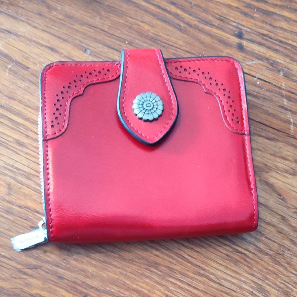 Bostanten red genuine leather new without tags women's wallet